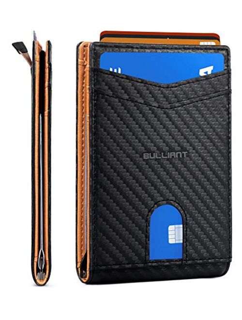 Slim Wallet Front Pocket,BULLIANT Money Clip Minimal Bifold Wallet For Men 10 Cards 3.1"x4.5", Pull-tap Access,RFID Blocking