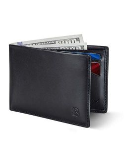 SERMAN BRANDS Mens Slim Bifold Wallet RFID Blocking Minimalist Front Pocket Wallets for Men - Thin & Stylish