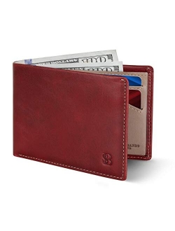 SERMAN BRANDS Mens Slim Bifold Wallet RFID Blocking Minimalist Front Pocket Wallets for Men - Thin & Stylish