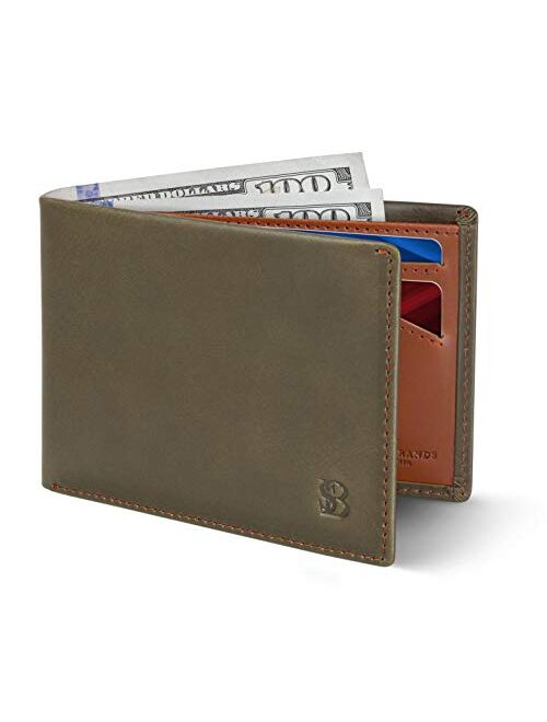 SERMAN BRANDS Mens Slim Bifold Wallet RFID Blocking Minimalist Front Pocket Wallets for Men - Thin & Stylish