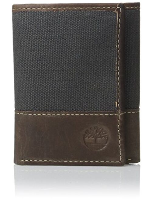 Timberland Men's Canvas & Leather Trifold Wallet