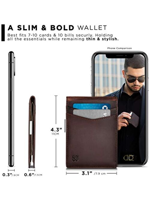 SERMAN BRANDS Money Clip Wallet - Mens Wallets slim Front Pocket RFID Blocking Card Holder Minimalist Mini Bifold