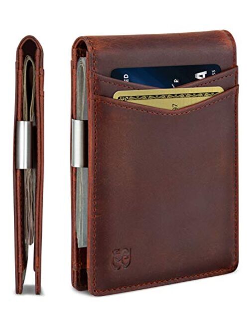 SERMAN BRANDS Money Clip Wallet - Mens Wallets slim Front Pocket RFID Blocking Card Holder Minimalist Mini Bifold