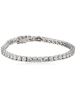 Platinum or Gold Plated Sterling Silver Round-Cut Tennis Bracelet made with Swarovski Zirconia