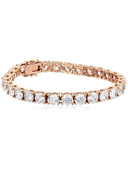 Platinum or Gold Plated Sterling Silver Round-Cut Tennis Bracelet made with Swarovski Zirconia