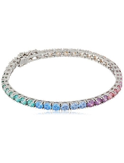 Platinum or Gold Plated Sterling Silver Round-Cut Tennis Bracelet made with Swarovski Zirconia