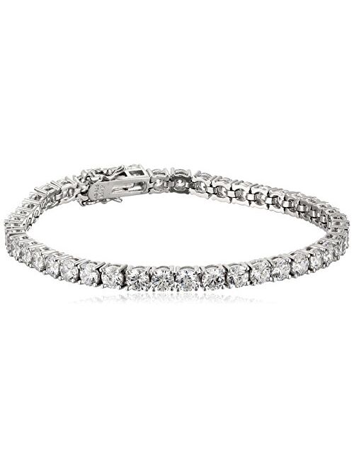 Platinum or Gold Plated Sterling Silver Round-Cut Tennis Bracelet made with Swarovski Zirconia