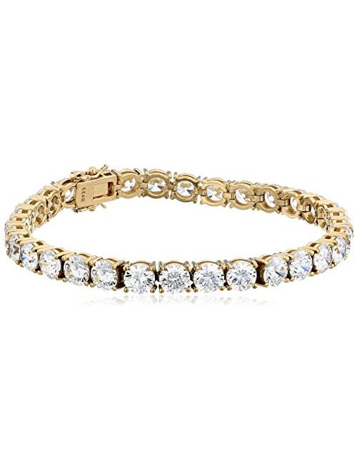 Platinum or Gold Plated Sterling Silver Round-Cut Tennis Bracelet made with Swarovski Zirconia