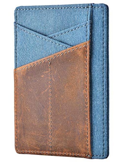 Slim Wallet Front Pocket Minimalist Genuine Leather RFID Blocking Card Holder