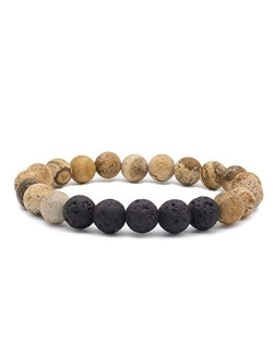 Bivei Lava Rock Stone Essential Oil Diffuser Bracelet - Natural Semi Precious Gemstone Beads Healing Crystal Bracelet