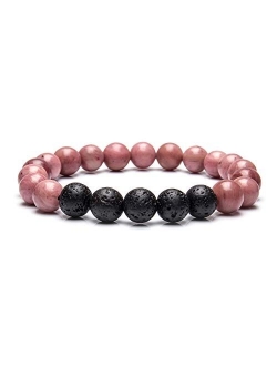 Bivei Lava Rock Stone Essential Oil Diffuser Bracelet - Natural Semi Precious Gemstone Beads Healing Crystal Bracelet