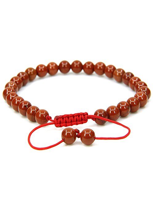 Amandastone Handmade Gemstone 6mm Round Beads Adjustable Braided Macrame Tassels Chakra Reiki Bracelet 7 Inch