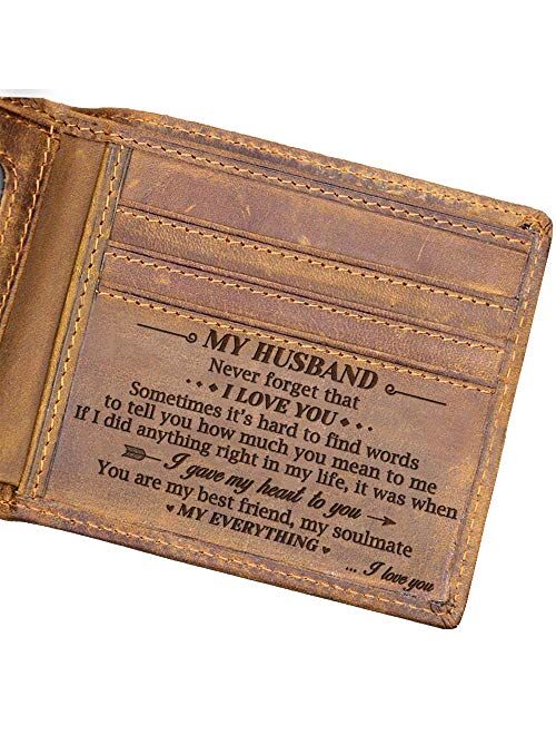 Husband Engraved Bifold Wallet - You Are My Everything - Best Birthday, Anniversary Gift for Your Love (W04-010-WifHus)