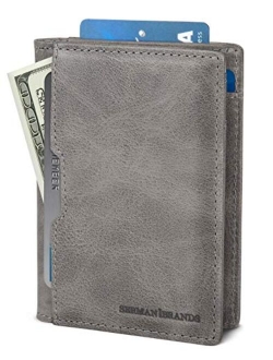 SERMAN BRANDS Wallets for Men Slim Mens leather RFID Blocking Minimalist Card Front Pocket Bifold Travel Thin