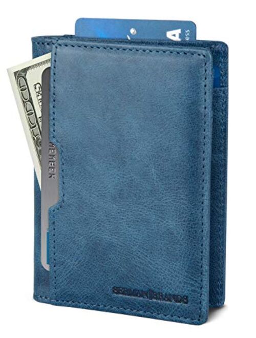 SERMAN BRANDS Wallets for Men Slim Mens leather RFID Blocking Minimalist Card Front Pocket Bifold Travel Thin