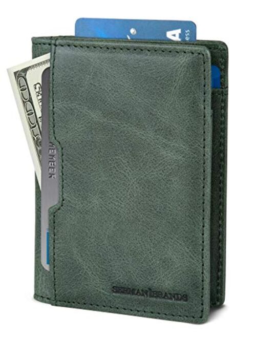 SERMAN BRANDS Wallets for Men Slim Mens leather RFID Blocking Minimalist Card Front Pocket Bifold Travel Thin