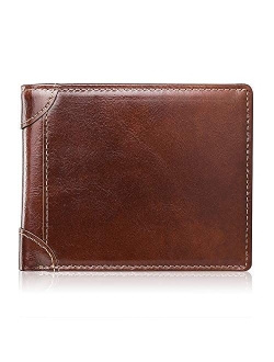 Mens Wallet RFID Genuine Leather Slim Bifold Wallets For Men Removable ID Windows 11 Cards Holders Gift Box