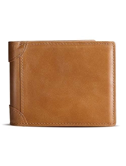 Mens Wallet RFID Genuine Leather Slim Bifold Wallets For Men Removable ID Windows 11 Cards Holders Gift Box