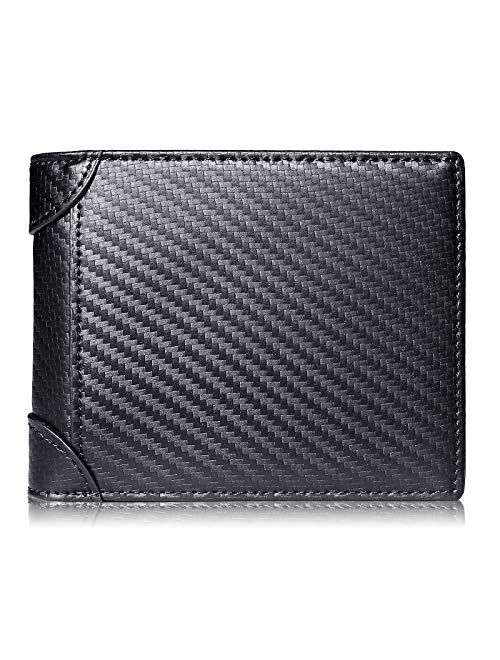 Mens Wallet RFID Genuine Leather Slim Bifold Wallets For Men Removable ID Windows 11 Cards Holders Gift Box