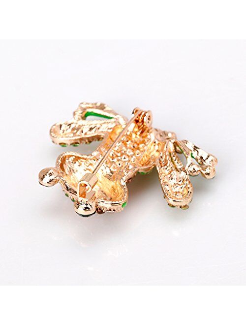 Comelyjewel Frog Brooch Pins for Women Men, Enamel Rhinestone Colorful