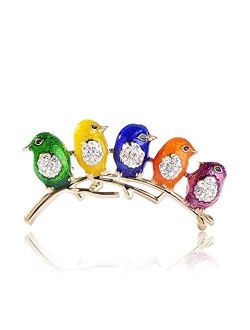 Comelyjewel Colorful Little Birds Brooch Pins Alloy & Crystal Brooch Jewelry Gifts Useful and Practical