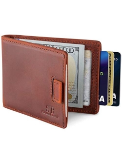 SERMAN BRANDS RFID Blocking Bifold Slim Genuine Leather Minimalist Front Pocket Wallets for Men Money Clip