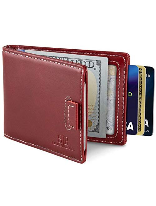 SERMAN BRANDS RFID Blocking Bifold Slim Genuine Leather Minimalist Front Pocket Wallets for Men Money Clip