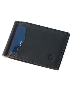 RFID Blocking Slim Minimalist ID Outside Front Pocket Wallet, Money Clip, 9 Slots, Leather