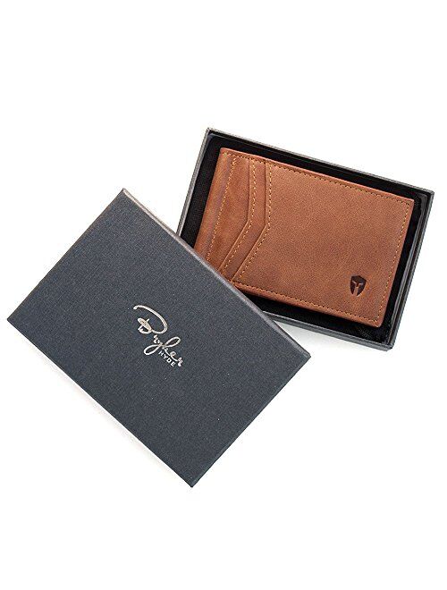 RFID Blocking Slim Minimalist ID Outside Front Pocket Wallet, Money Clip, 9 Slots, Leather