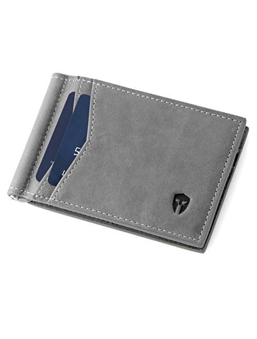 RFID Blocking Slim Minimalist ID Outside Front Pocket Wallet, Money Clip, 9 Slots, Leather