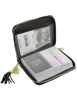 Lacheln RFID Blocking Credit Card Organizer Wallet Genuine Leather Zipper Security Travel Small Money Holder