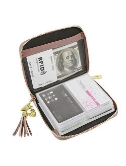 Lacheln RFID Blocking Credit Card Organizer Wallet Genuine Leather Zipper Security Travel Small Money Holder