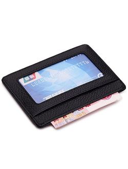 MEKU Slim Leather Wallet Credit Card Case Sleeve Card Holder With ID Window