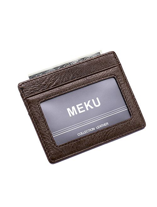 MEKU Slim Leather Wallet Credit Card Case Sleeve Card Holder With ID Window