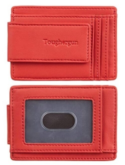 Toughergun Genuine Leather Magnetic Front Pocket Money Clip Wallet RFID Blocking