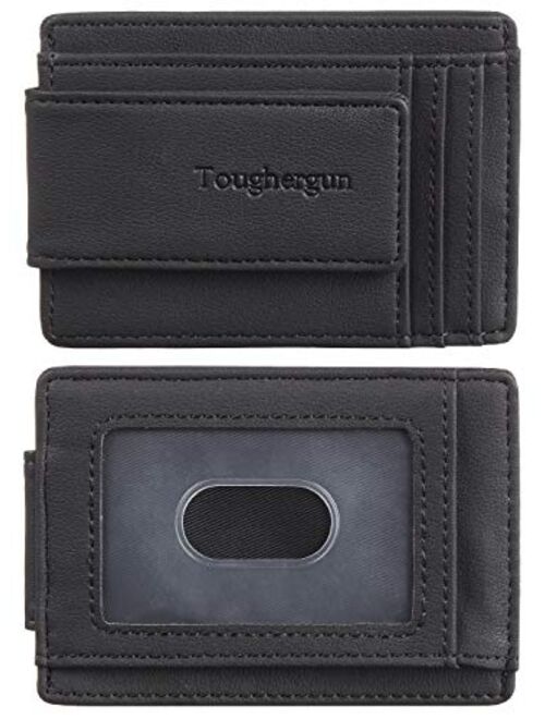 Toughergun Genuine Leather Magnetic Front Pocket Money Clip Wallet RFID Blocking