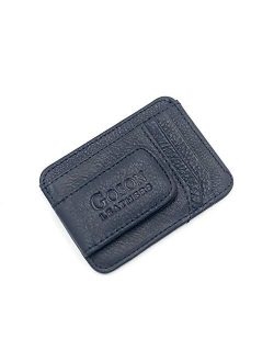 Goson Mens Leather Front Pocket Card Holder Wallet with Magnetic Money Clip