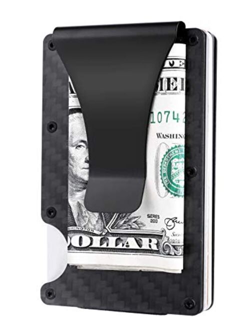 Mens Leather Bifold RFID Money Clip Wallet, Front Pocket Wallet with Money Clip