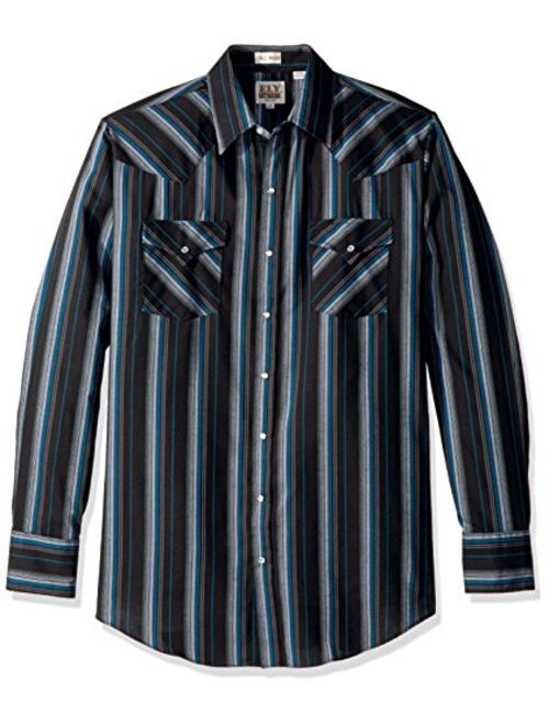 ELY CATTLEMAN Men's Long Sleeve Stripe Western Shirt