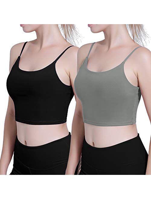 Womens Sports Bras Padded Camisole Crop Top Workout Running Shirts Yoga Tank Tops