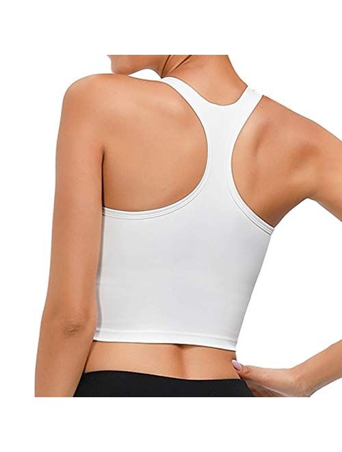 UOTJCNR Women Racerback Sports Bra Padded Seamless Crop Top Yoga Workout Tank top Bra