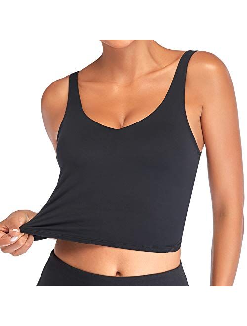 Sports Bras for Women Crop Tank Top with Build in Bra Gym Wirefree Padded Yoga Bra Athletic Fitness Workout Running Top