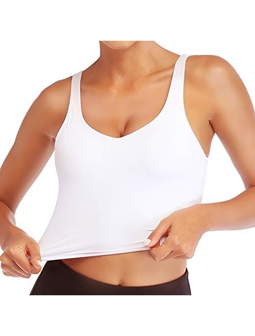 Sports Bras for Women Crop Tank Top with Build in Bra Gym Wirefree Padded Yoga Bra Athletic Fitness Workout Running Top