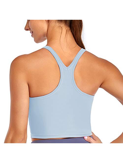 Womens Sports Bra Racerback Crop Tank Tops Built-in Padded Bra Gym Fitness Workout Yoga Tank Tops