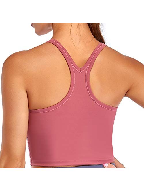 Womens Sports Bra Racerback Crop Tank Tops Built-in Padded Bra Gym Fitness Workout Yoga Tank Tops