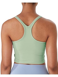 Lavento Women's Longline Sports Bra Yoga Racerback Crop Top with Built in Bra