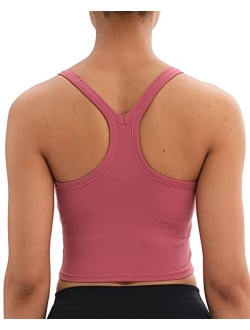 Lavento Women's Longline Sports Bra Yoga Racerback Crop Top with Built in Bra