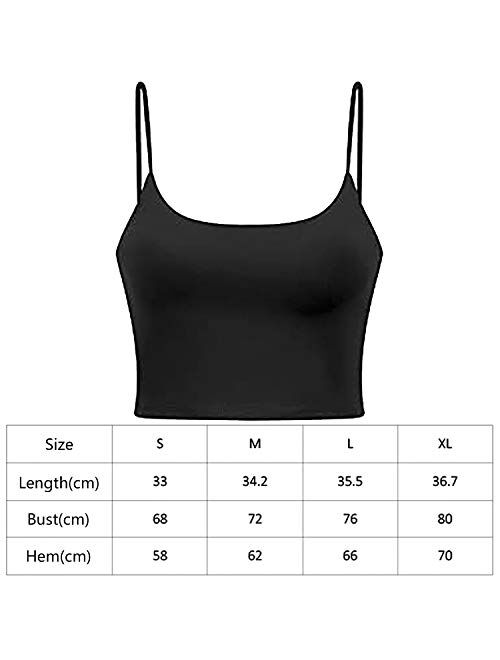 Women's Longline Sports Bra Camisole Crop Top with Cups and Built in Bar for Yoga