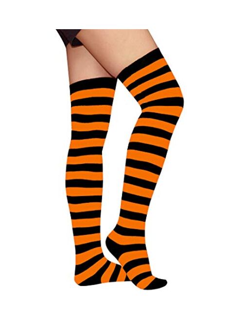 Raylarnia Women's Extra Long Opaque Striped Over Knee High Stockings Socks