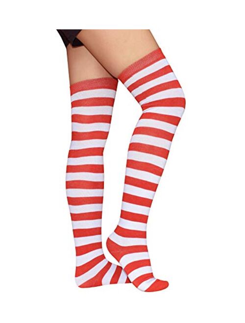 Raylarnia Women's Extra Long Opaque Striped Over Knee High Stockings Socks